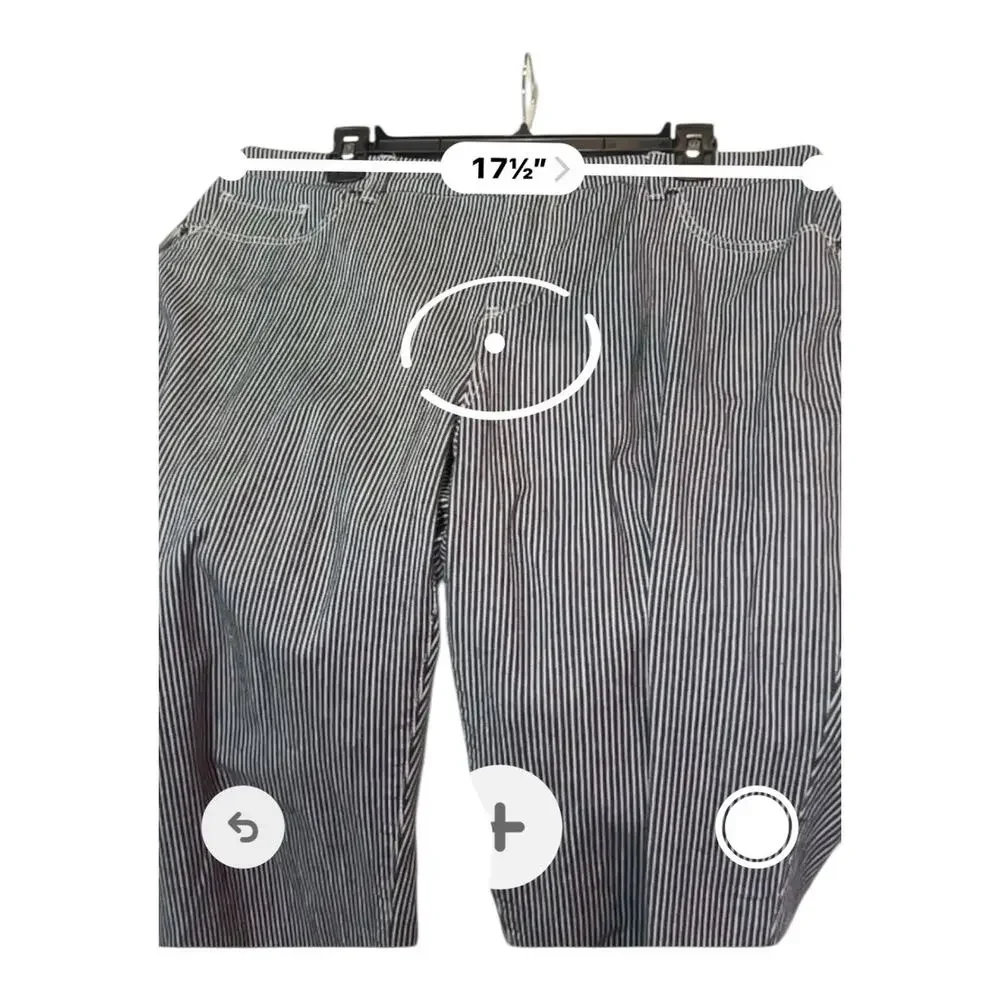 Chico’s So Slimming Jeans Women Sz 2.5 (14) Pinstriped Girlfriend Stretch Pants - Picture 5 of 7